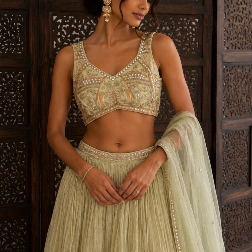 Embellished Sage Green Lehenga